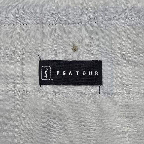 PGA Tour Golf Shorts Men's 40 Blue Gray White Plaid Flat Front 8" Inseam - Picture 4 of 6